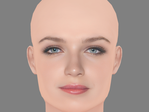 Eve Hewson Kafası - Saçsız - Oyun için düşük poli kafa 3D Model