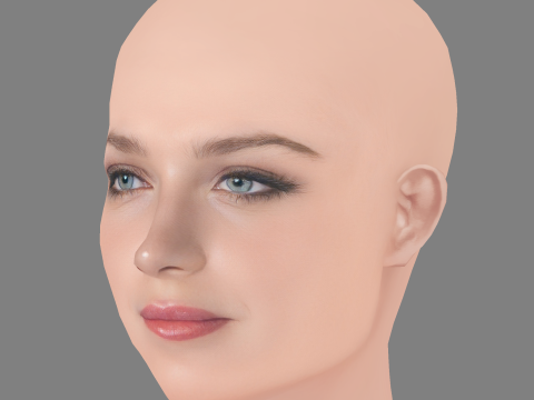 Eve Hewson Kafası - Saçsız - Oyun için düşük poli kafa 3D Model