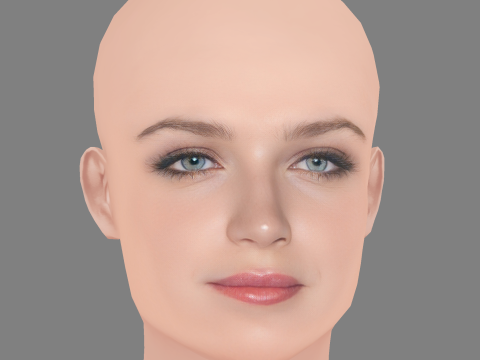 Eve Hewson Kafası - Saçsız - Oyun için düşük poli kafa 3D Model