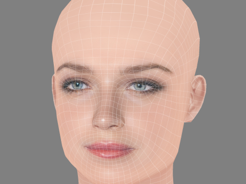 Eve Hewson Kafası - Saçsız - Oyun için düşük poli kafa 3D Model