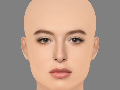 Голова Єви Джобс - без волосся - низькополігональна голова для гри 3D Модель