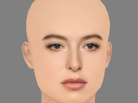 Голова Єви Джобс - без волосся - низькополігональна голова для гри 3D Модель