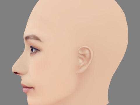 Głowa Fala Chen - Bez włosów - Głowa Low Poly do gry Model 3D