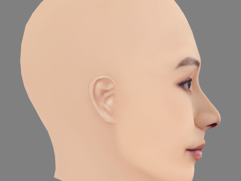 Głowa Fala Chen - Bez włosów - Głowa Low Poly do gry Model 3D