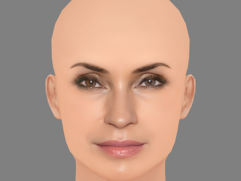 Głowa Famke Janssen - No Hair - Głowa Low Poly do gry Model 3D