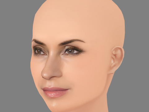 Głowa Famke Janssen - No Hair - Głowa Low Poly do gry Model 3D
