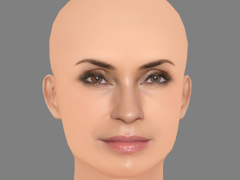 Głowa Famke Janssen - No Hair - Głowa Low Poly do gry Model 3D