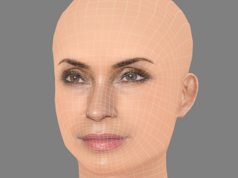Głowa Famke Janssen - No Hair - Głowa Low Poly do gry Model 3D