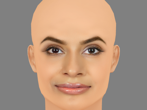 Farhana Bodi Head - 无头发 - 低聚游戏头 3D 模型