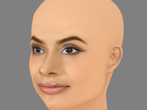 Farhana Bodi Head - 无头发 - 低聚游戏头 3D 模型