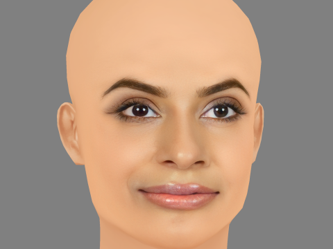 Farhana Bodi Head - 无头发 - 低聚游戏头 3D 模型