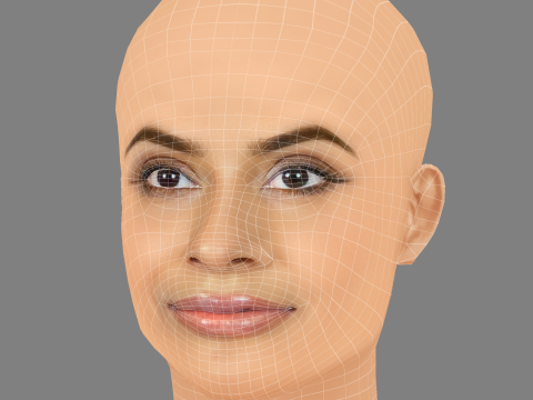 Farhana Bodi Head - 无头发 - 低聚游戏头 3D 模型