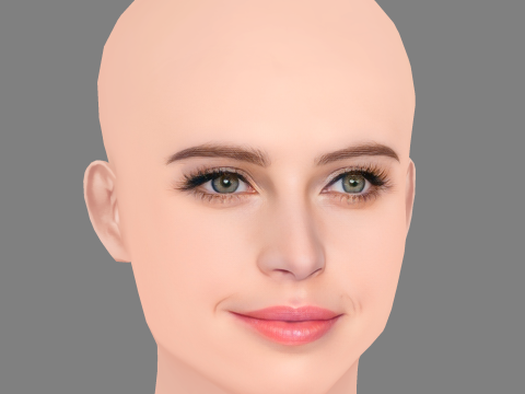 Felicity Jones Head - No Hair - Low poly head for game 3D Model