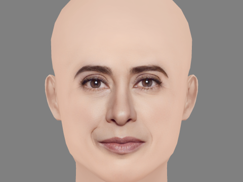 フェルナンダ トーレス ヘッド - 髪なし - ゲーム用の低ポリ頭 3Dモデル