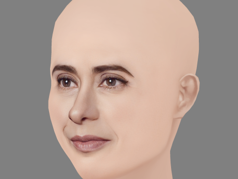 フェルナンダ トーレス ヘッド - 髪なし - ゲーム用の低ポリ頭 3Dモデル