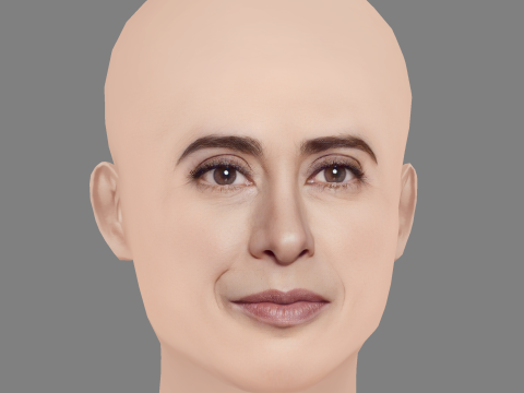 フェルナンダ トーレス ヘッド - 髪なし - ゲーム用の低ポリ頭 3Dモデル
