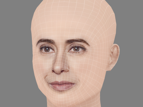 フェルナンダ トーレス ヘッド - 髪なし - ゲーム用の低ポリ頭 3Dモデル