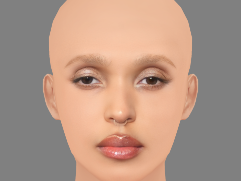 FKA ツイッグス ヘッド - 髪なし - ゲーム用の低ポリ頭 3Dモデル