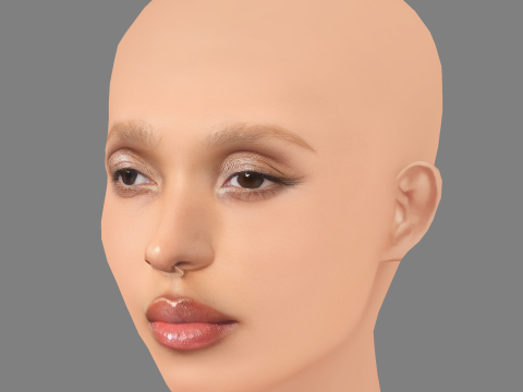 FKA ツイッグス ヘッド - 髪なし - ゲーム用の低ポリ頭 3Dモデル