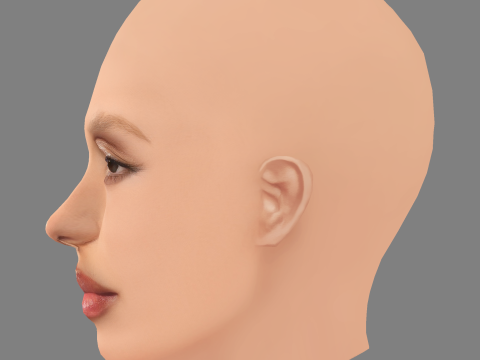 FKA ツイッグス ヘッド - 髪なし - ゲーム用の低ポリ頭 3Dモデル