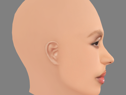 FKA ツイッグス ヘッド - 髪なし - ゲーム用の低ポリ頭 3Dモデル