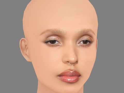 FKA ツイッグス ヘッド - 髪なし - ゲーム用の低ポリ頭 3Dモデル