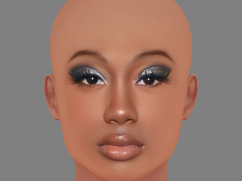 Flo Milli Head - Sem cabelo - Cabeça baixa poli para jogo Modelo 3D