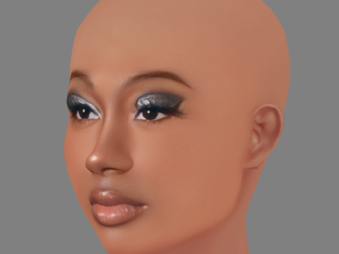 Flo Milli Head - Sem cabelo - Cabeça baixa poli para jogo Modelo 3D