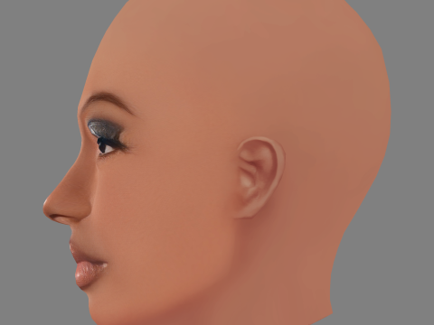 Flo Milli Head - Sem cabelo - Cabeça baixa poli para jogo Modelo 3D