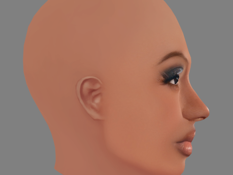 Flo Milli Head - Sem cabelo - Cabeça baixa poli para jogo Modelo 3D