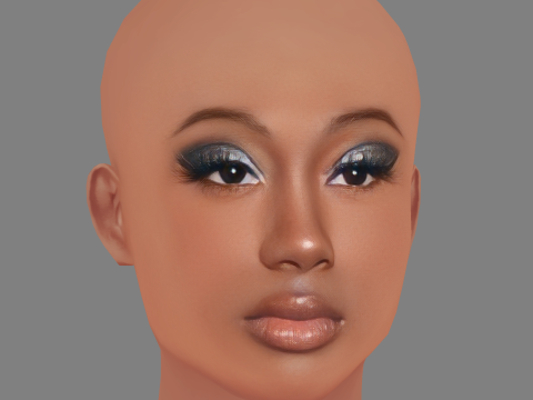 Flo Milli Head - Sem cabelo - Cabeça baixa poli para jogo Modelo 3D