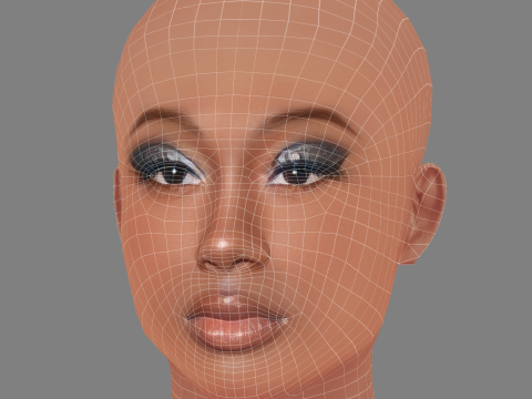 Flo Milli Head - Sem cabelo - Cabeça baixa poli para jogo Modelo 3D