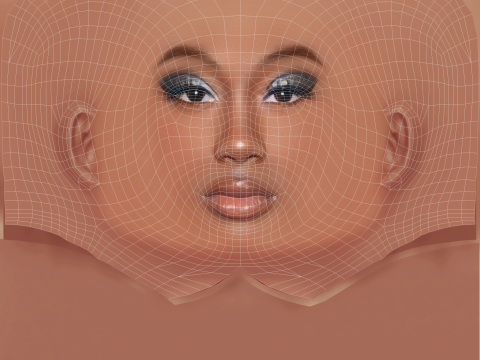 Flo Milli Head - Sem cabelo - Cabeça baixa poli para jogo Modelo 3D