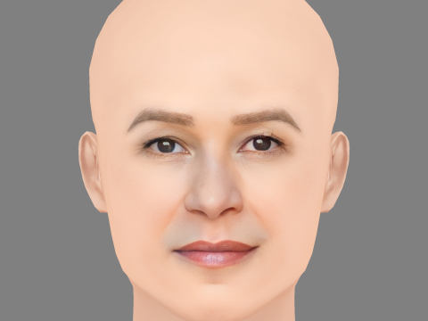 Franka Potente 헤드 - 머리카락 없음 - 게임용 로우 폴리 헤드 3D 모델
