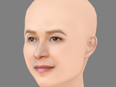 Franka Potente 헤드 - 머리카락 없음 - 게임용 로우 폴리 헤드 3D 모델
