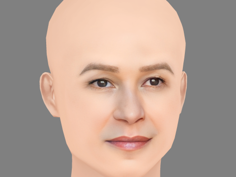 Franka Potente 헤드 - 머리카락 없음 - 게임용 로우 폴리 헤드 3D 모델