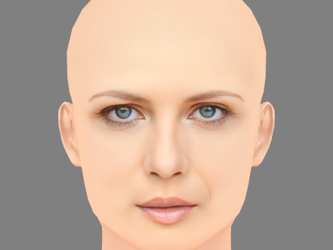 Геббі Вест Голова - Без волосся - Низькополігональна голова для гри 3D Модель