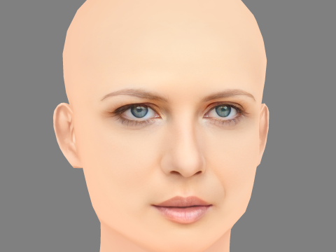 Геббі Вест Голова - Без волосся - Низькополігональна голова для гри 3D Модель