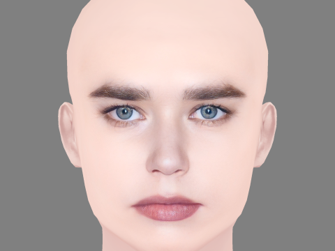 गैब्रिएला ब्रूक्स हेड - नो हेयर - गेम के लिए लो पॉली हेड 3D मॉडल