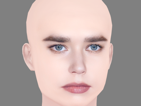 गैब्रिएला ब्रूक्स हेड - नो हेयर - गेम के लिए लो पॉली हेड 3D मॉडल