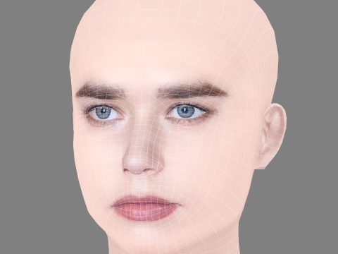 गैब्रिएला ब्रूक्स हेड - नो हेयर - गेम के लिए लो पॉली हेड 3D मॉडल