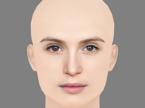 Gemma Arterton Head - Tanpa Rambut - Kepala poli rendah untuk permainan Model 3D