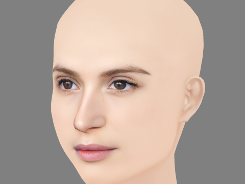 Gemma Arterton Head - Tanpa Rambut - Kepala poli rendah untuk permainan Model 3D