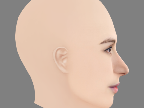 Gemma Arterton Head - Tanpa Rambut - Kepala poli rendah untuk permainan Model 3D