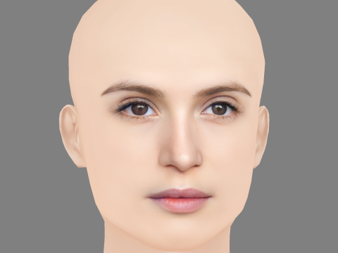 Gemma Arterton Head - Tanpa Rambut - Kepala poli rendah untuk permainan Model 3D