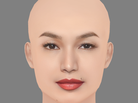 Gemma Chan Head - No Hair - Low poly head for game 3D Model