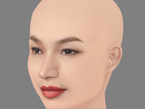 Gemma Chan Head - No Hair - Low poly head for game 3D Model