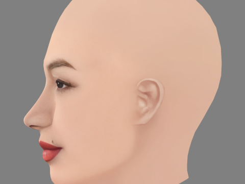 Gemma Chan Head - No Hair - Low poly head for game 3D Model