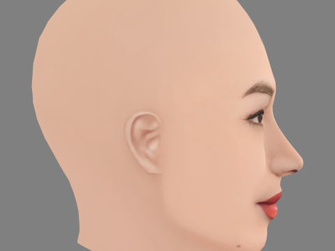 Gemma Chan Head - No Hair - Low poly head for game 3D Model