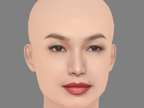 Gemma Chan Head - No Hair - Low poly head for game 3D Model